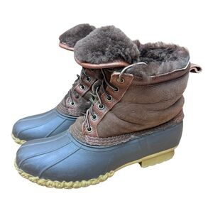 LL Bean Women's size  11 Shearling-Lined Brown Duck Boots